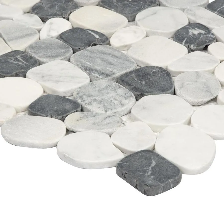 Satori 10-Pack Mixed Carrara Nero 12-in x 12-in Honed Natural Stone Pebble Marble Look Floor and Wall Tile, photo 2 of 11
