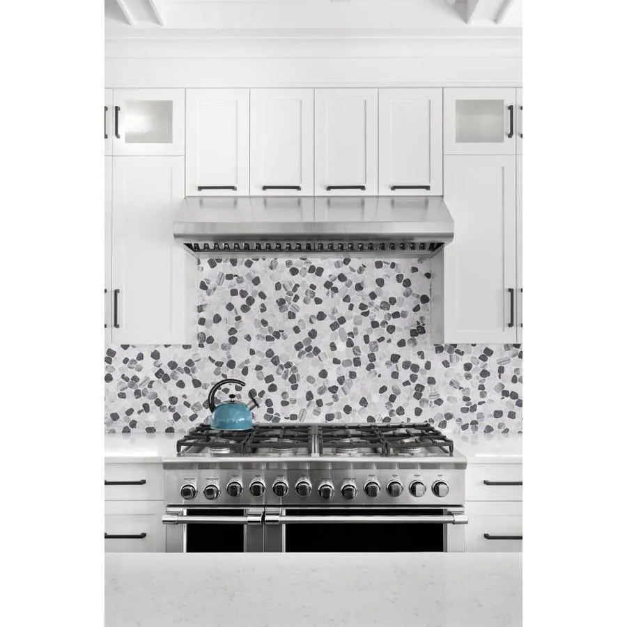 Satori 10-Pack Mixed Carrara Nero 12-in x 12-in Honed Natural Stone Pebble Marble Look Floor and Wall Tile, photo 3 of 11