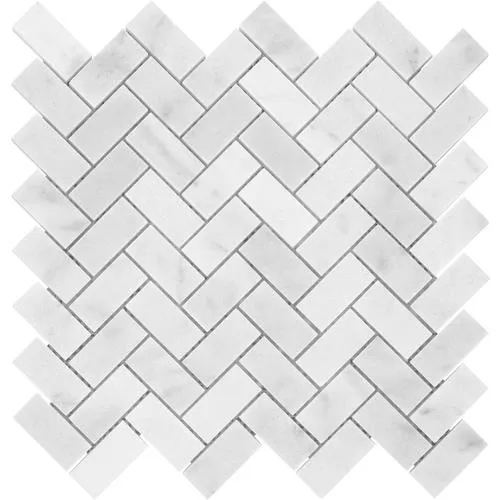Satori Bianco Polished 11-in x 12-in Natural Marble Herringbone Mosaic Wall Tile (0.9-sq ft Sheet), photo 5 of 13