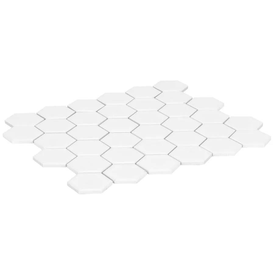 Satori Hudson Brilliant White Matte 11-in x 12-in Porcelain Hexagon Wall Tile, photo 2 of 12