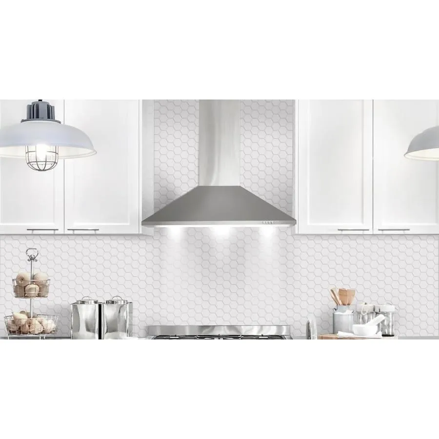 Satori Hudson Brilliant White Matte 11-in x 12-in Porcelain Hexagon Wall Tile, photo 4 of 12