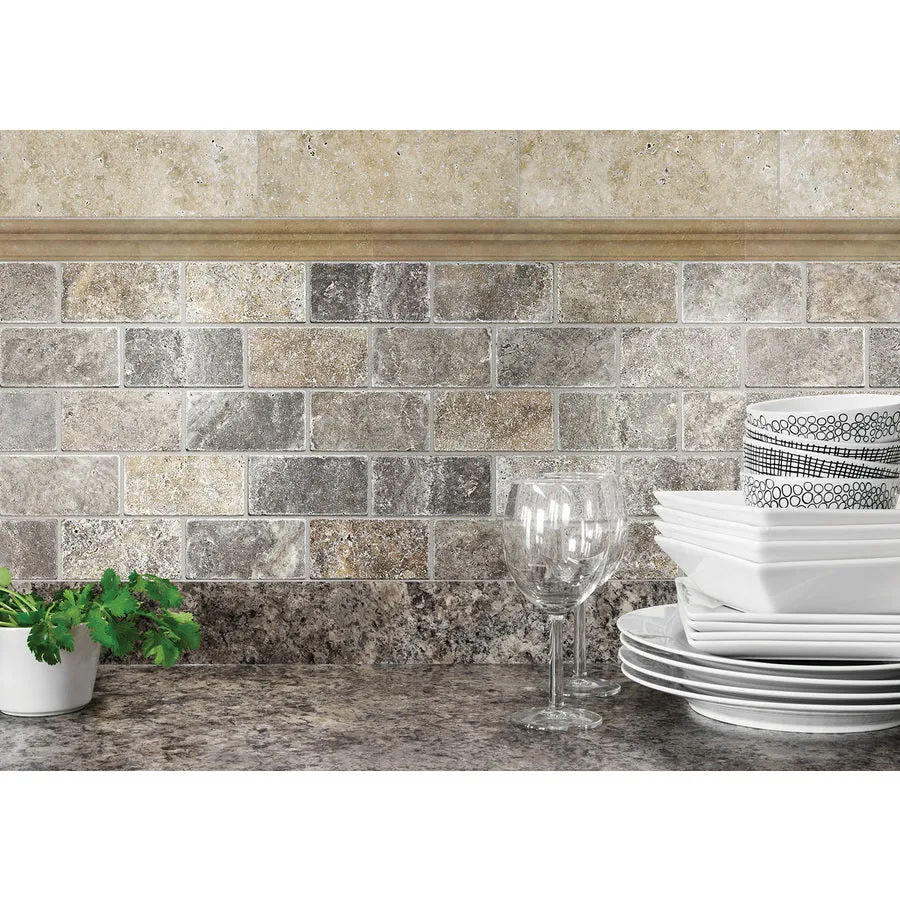 Satori Chiaro Natural Stone Travertine Chair Rail Tile (1-1/2-in x 12-in), photo 4 of 8