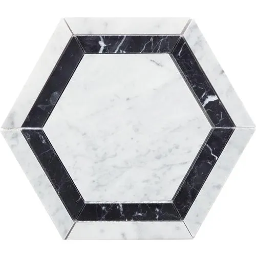 Anatolia Tile 10-Pack Marquina 8-in x 8-in Polished Natural Stone Marble Hexagon Marble Look Floor and Wall Tile, photo 5 of 5