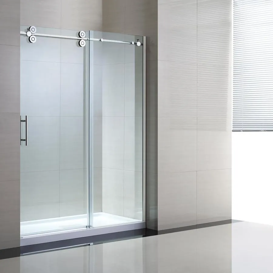OVE Decors Sydney 78.75-in H x 58.25-in to 59.75-in W Frameless Bypass/Sliding Polished Chrome Shower Door (Clear Glass), photo 4 of 11