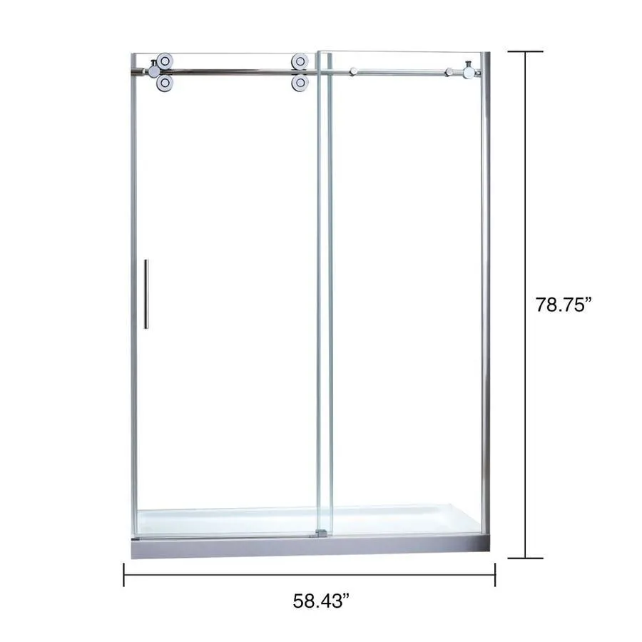 OVE Decors Sydney 78.75-in H x 58.25-in to 59.75-in W Frameless Bypass/Sliding Polished Chrome Shower Door (Clear Glass), photo 7 of 11