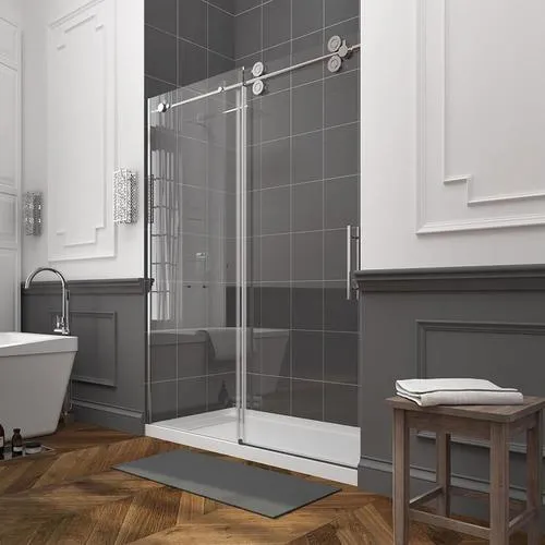 OVE Decors Sydney 78.75-in H x 58.25-in to 59.75-in W Frameless Bypass/Sliding Polished Chrome Shower Door (Clear Glass), photo 8 of 11