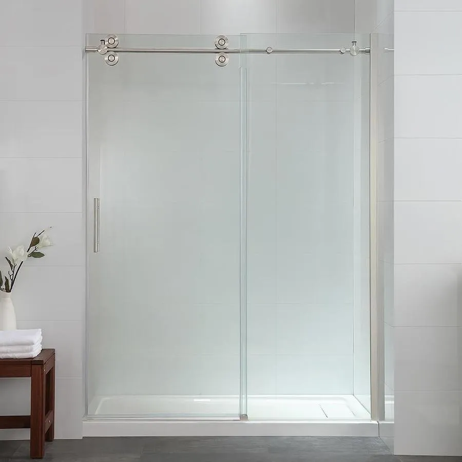 OVE Decors Sydney 78.75-in H x 58.25-in to 59.75-in W Frameless Bypass/Sliding Polished Chrome Shower Door (Clear Glass), photo 9 of 11