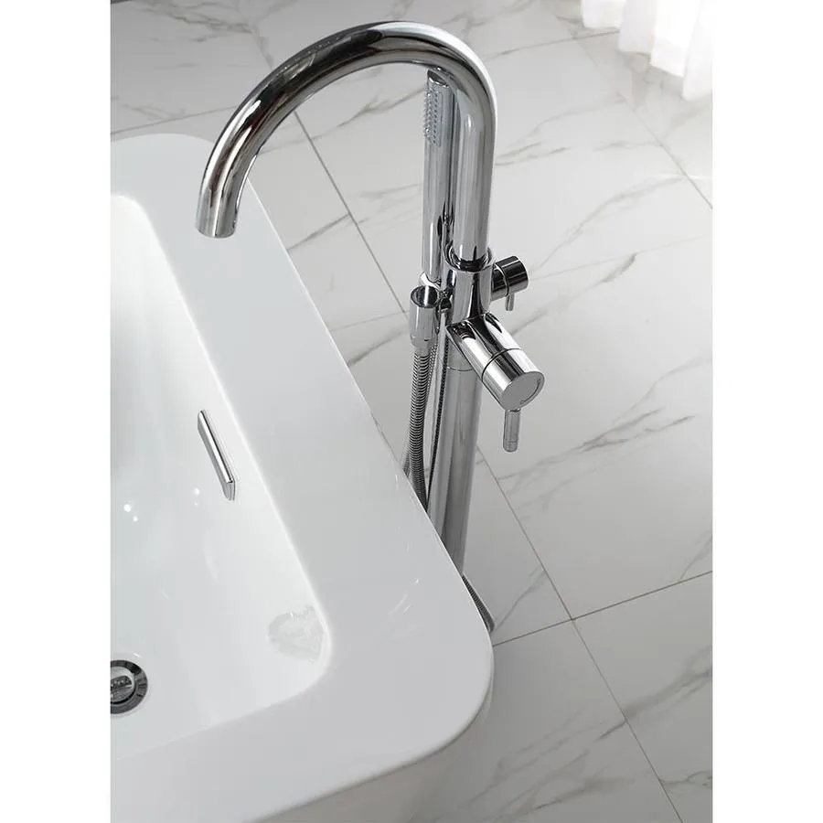 OVE Decors Athena Chrome 1-Handle Residential Freestanding Bathtub Faucet with Hand Shower, photo 5 of 12