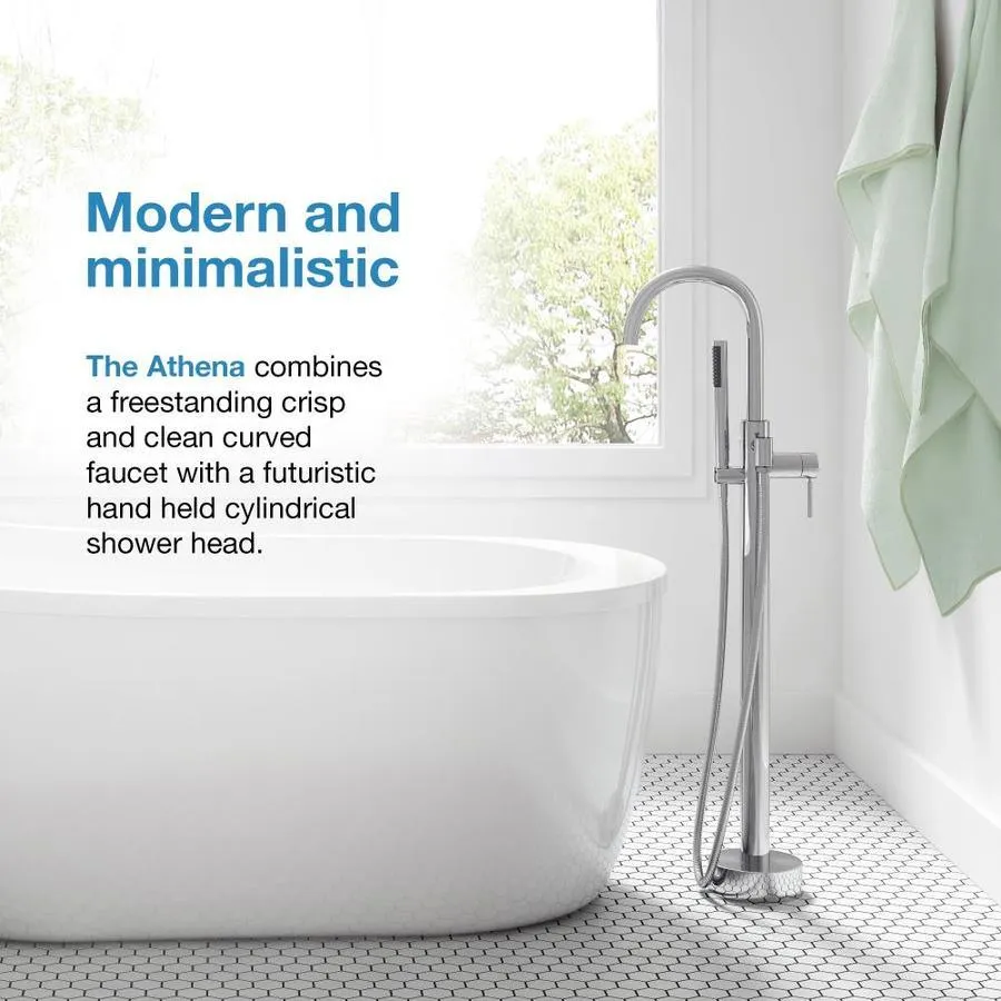 OVE Decors Athena Chrome 1-Handle Residential Freestanding Bathtub Faucet with Hand Shower, photo 7 of 12