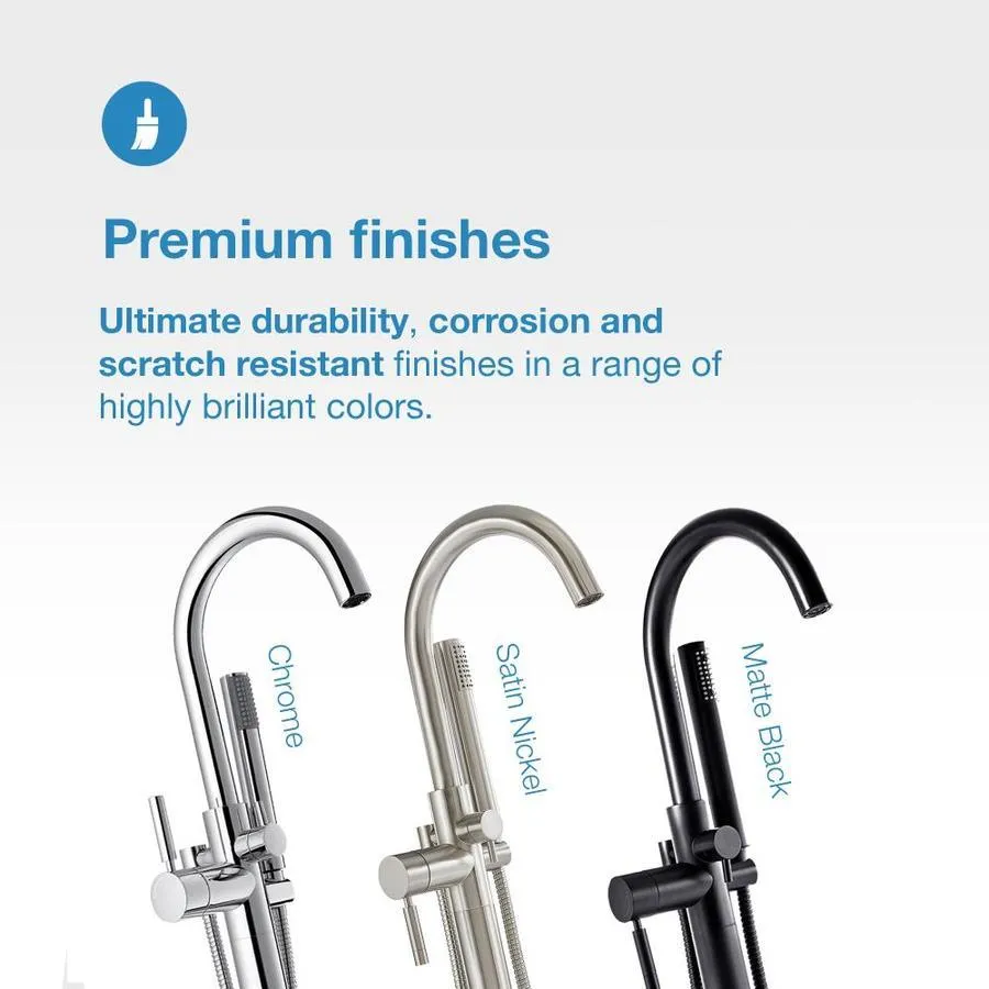 OVE Decors Athena Chrome 1-Handle Residential Freestanding Bathtub Faucet with Hand Shower, photo 8 of 12