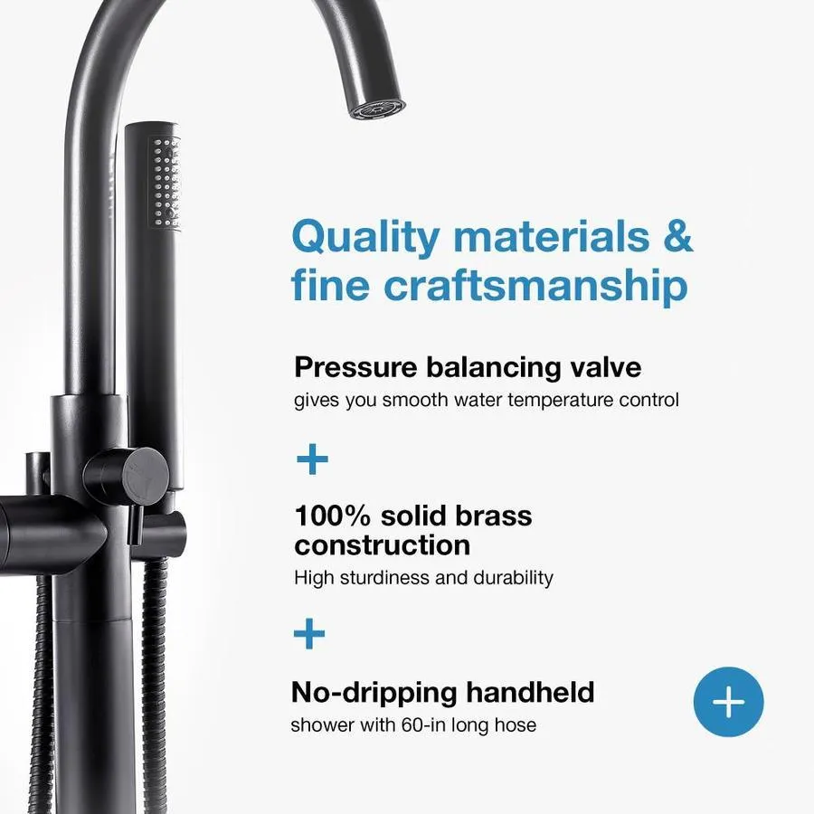 OVE Decors Athena Chrome 1-Handle Residential Freestanding Bathtub Faucet with Hand Shower, photo 9 of 12