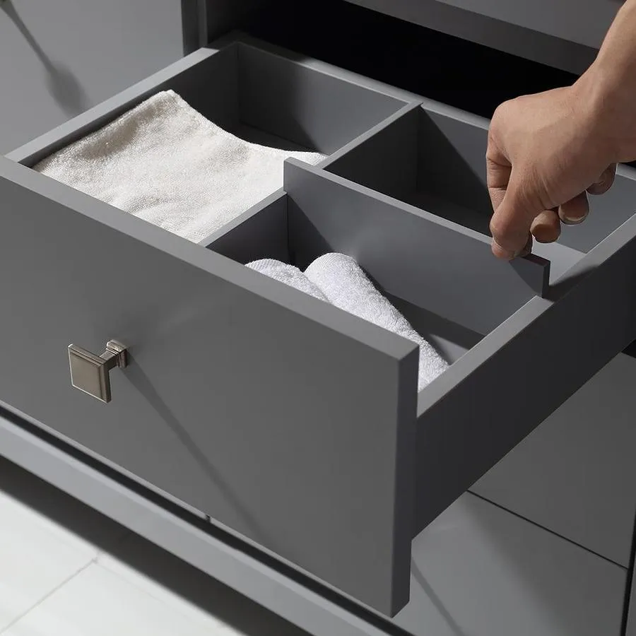 OVE Decors Kevin 60-in Pebble Gray Double Sink Bathroom Vanity with Pure White Cultured Marble Top, photo 2 of 10