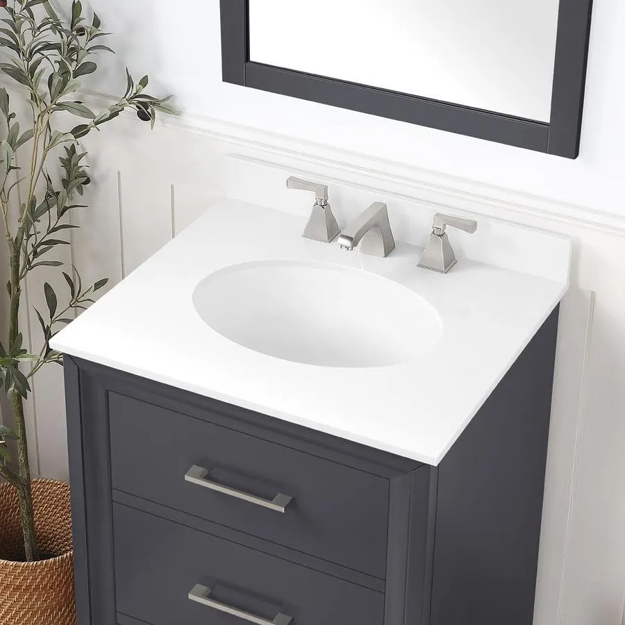 OVE Decors Floyd 24-in Dark Charcoal Single Sink Bathroom Vanity with White Cultured Marble Top, photo 2 of 10