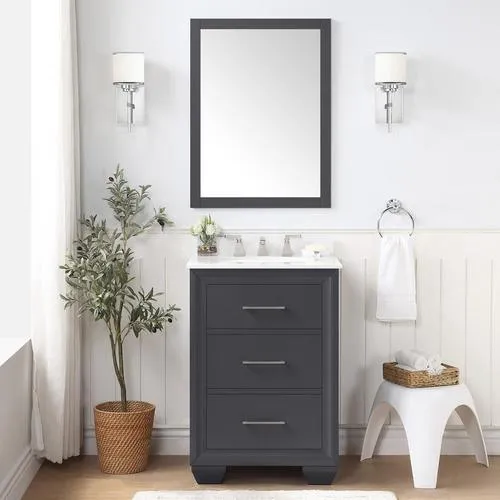 OVE Decors Floyd 24-in Dark Charcoal Single Sink Bathroom Vanity with White Cultured Marble Top, photo 10 of 10