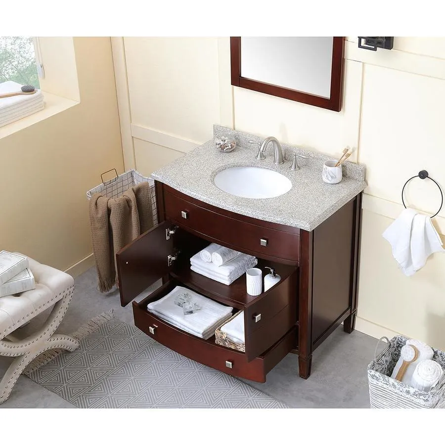 OVE Decors Bolton 36-in Tobacco Single Sink Bathroom Vanity with Tiger Granite Top, photo 3 of 6