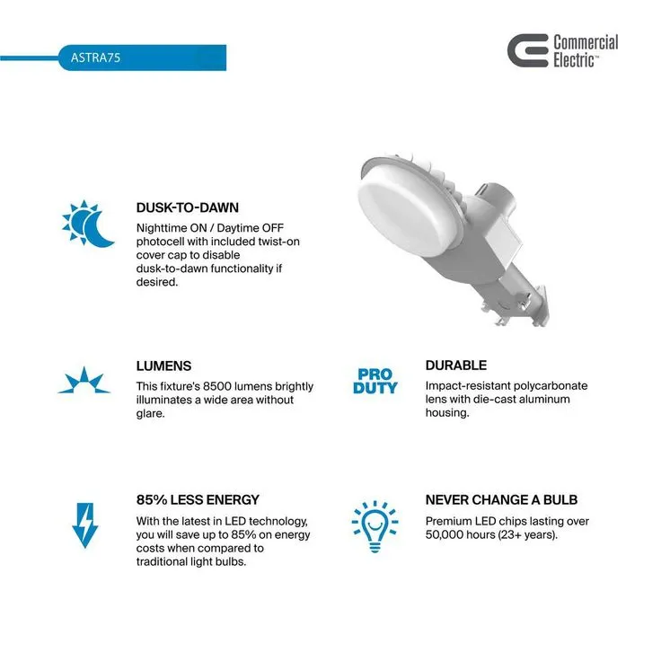 Commercial Electric 600-Watt Equivalent Integrated LED Area Light and Flood Light, 9000 Lumens, Dusk to Dawn Outdoor Light (2-Pack), photo 11 of 11