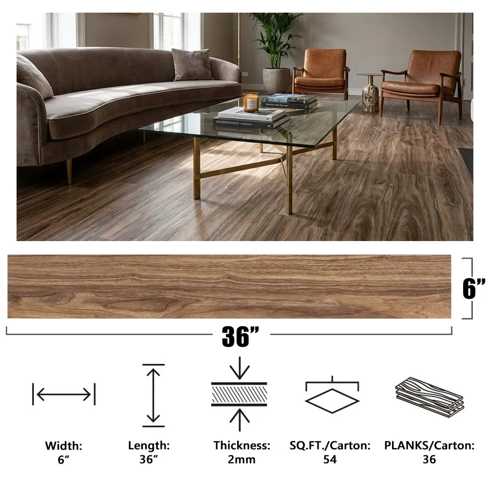 LITA 2mm Thick 6-in W x 36-in L Peel and Stick Vinyl Plank Flooring Woodland Oak( 54-sq ft Per Carton ), photo 3 of 8