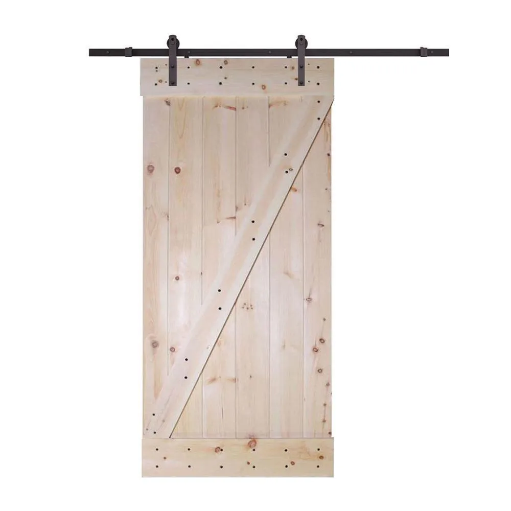 CALHOME 30 in. x 84 in. Z-Bar Wood Sliding Barn Door with Sliding Door Hardware Kit, photo 11 of 12