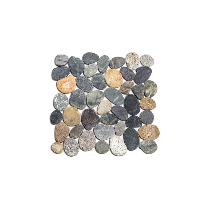 Cruz Bay Sliced Pebble Tile  Black 11-1/2 in. x 11-1/2 in. x 9.5mm Honed Pebble Mosaic Tile (10.12 sq. ft. / case), photo 5 of 10
