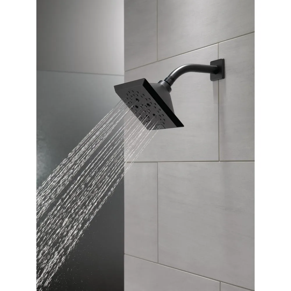 Pivotal 5-Spray 5.8 in. Single Wall Mount Fixed Rain H2Okinetic Shower Head in Matte Black, photo 4 of 18