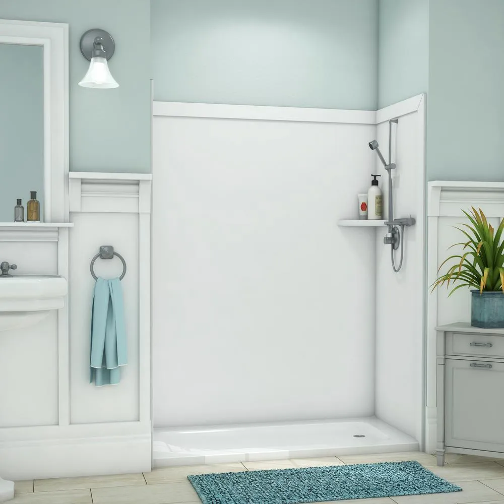 Adaptable 60 in. x 60 in. x 80 in. 9-Piece Easy Up Adhesive Alcove Shower Surround in Calypso, photo 4 of 23