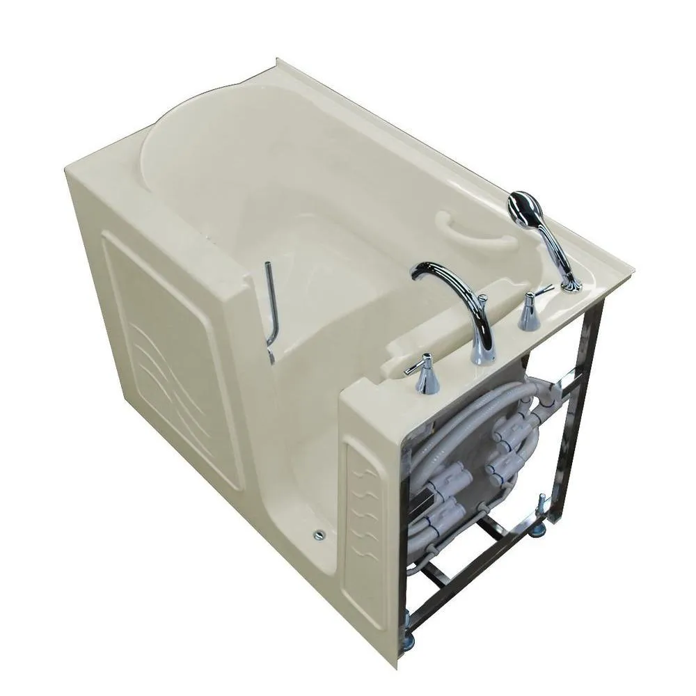 Rampart 4.5 ft. Walk-in Non-Whirlpool Bathtub with Easy Up Adhesive Wall Surround in Biscuit, photo 6 of 7