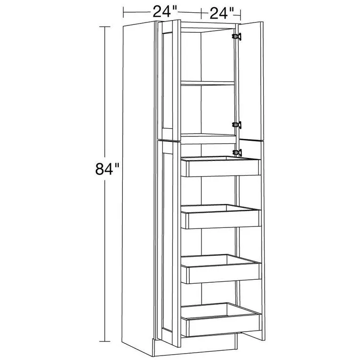 Home Decorators Collection Washington 24 in. W x 24 in. D x 84 in. H Assembled Plywood Pantry Kitchen Cabinet in Onyx with 4ROT Soft Close, photo 2 of 5