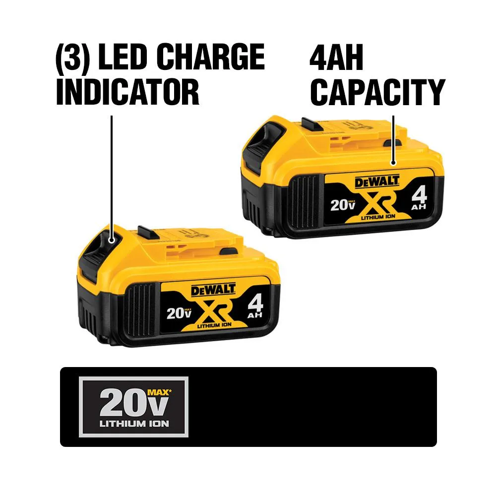 DEWALT 20-Volt MAX XR Lithium-Ion Cordless Brushless 1/4 in. Cordless 3-Speed Impact Driver with (2) Batteries 4Ah and Charger, photo 4 of 16
