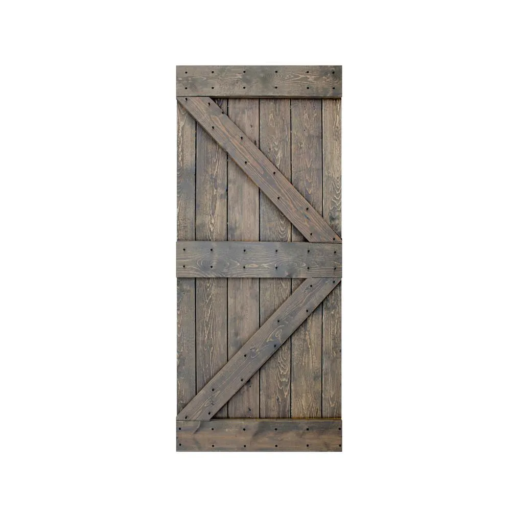36 in x 84 in K Series DIY Dark Walnut Finished Knotty Pine Wood Barn Door Slab, photo 8 of 12