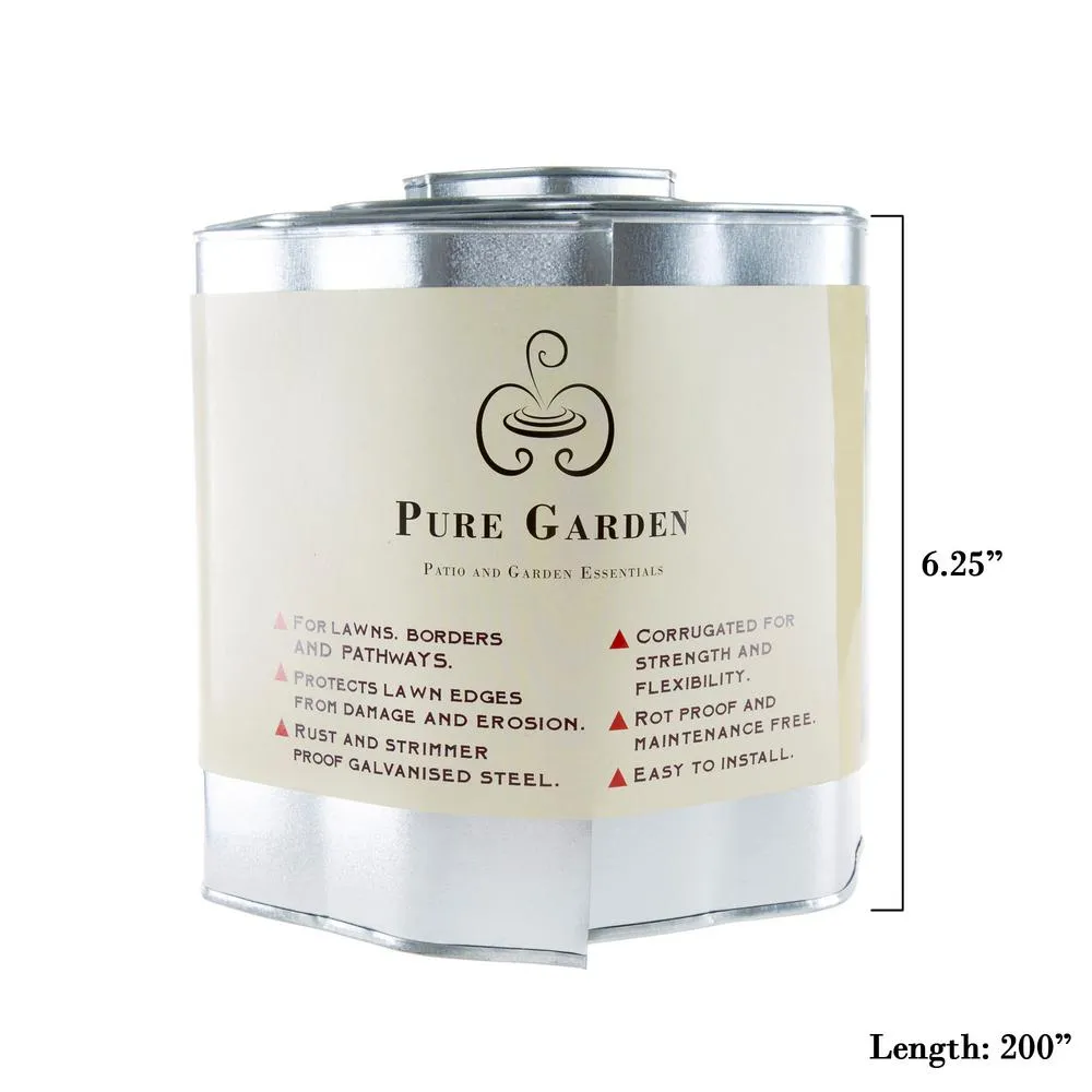 Pure Garden 6.25 in. x 16 ft. Galvanized Steel Lawn Edging Landscape Border, photo 4 of 5