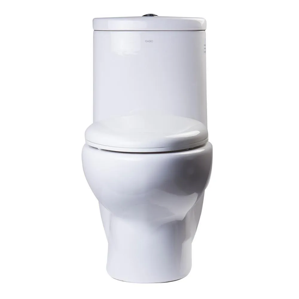 EAGO 1-Piece 1.1/1.6 GPF Dual Flush Elongated Toilet in White, photo 4 of 7