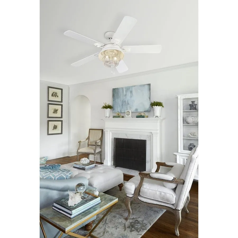 Harbor Breeze Altissa 52-in Matte White LED Indoor/Outdoor Ceiling Fan with Light (5-Blade), photo 2 of 8