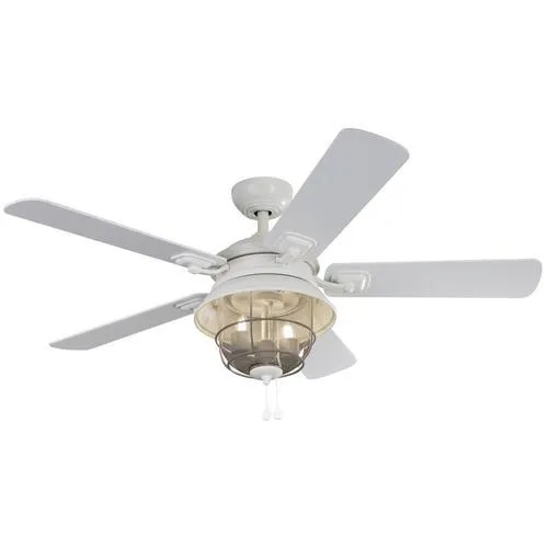 Harbor Breeze Altissa 52-in Matte White LED Indoor/Outdoor Ceiling Fan with Light (5-Blade), photo 4 of 8