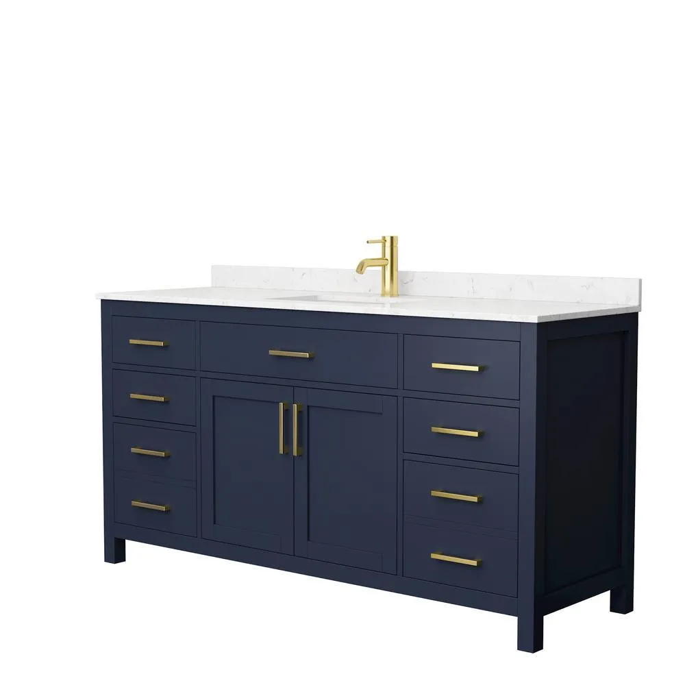 Beckett 54 in. W x 22 in. D Single Vanity in White with Cultured Marble Vanity Top in Carrara with White Basin, photo 50 of 54
