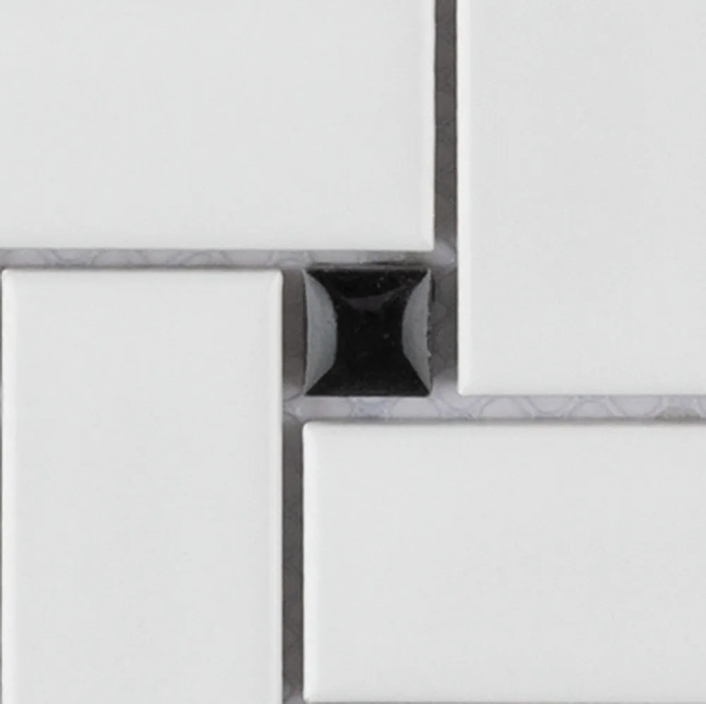 Merola Tile Metro Basketweave White w/Black Dot 11-3/4 in. x 11-3/4 in. Porcelain Mosaic Tile (9.8 sq. ft./Case), photo 6 of 9
