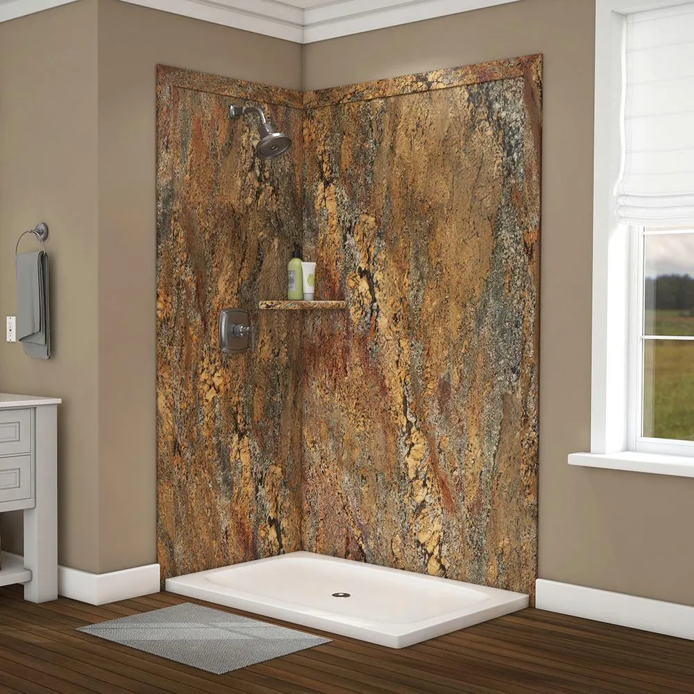 Elegance 36 in. x 48 in. x 80 in. 9-Piece Easy Up Adhesive Alcove Shower Wall Surround in Calacatta White, photo 11 of 24