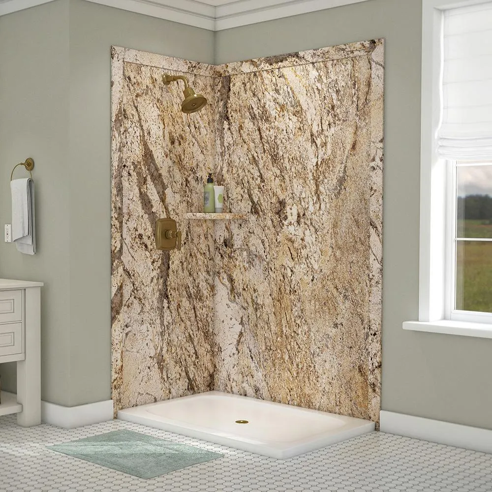 Elegance 36 in. x 48 in. x 80 in. 7-Piece Easy Up Adhesive Corner Shower Wall Surround in Triton, photo 17 of 24