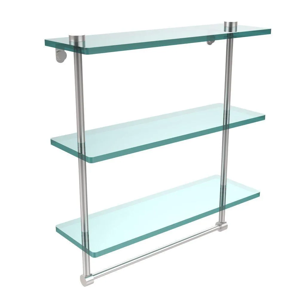 Allied Brass 16 in. L x 18 in. H x 5 in. W 3-Tier Clear Glass Bathroom Shelf with Towel Bar in Antique Bronze, photo 6 of 14