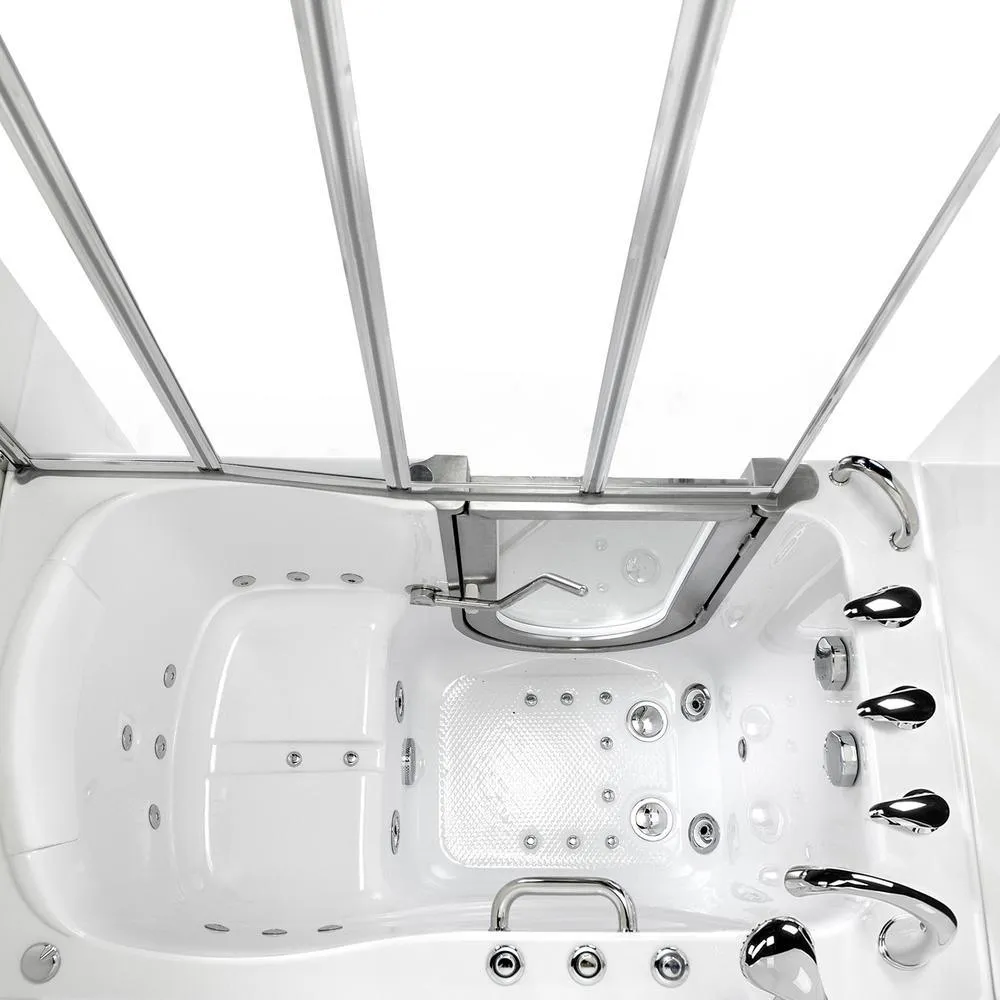 Ella Elite 52 in. Walk-In Whirlpool and Air Bath Bathtub, White, Left Door with Fast Fill Faucet, Dual Drain & Shower Screen, photo 7 of 16