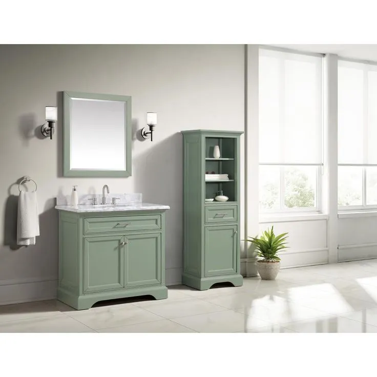 27.25 in. W x 32.00 in. H Framed Rectangular Beveled Edge Bathroom Vanity Mirror in Sea Green finish, photo 2 of 5