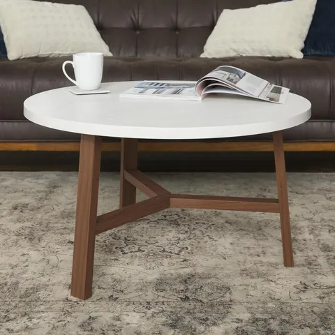 Faux White Marble Faux Marble Coffee Table