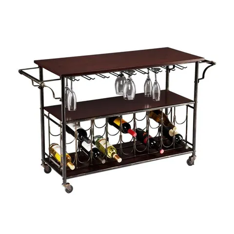 Brown Metal Base with MDF Wood Top Kitchen Cart