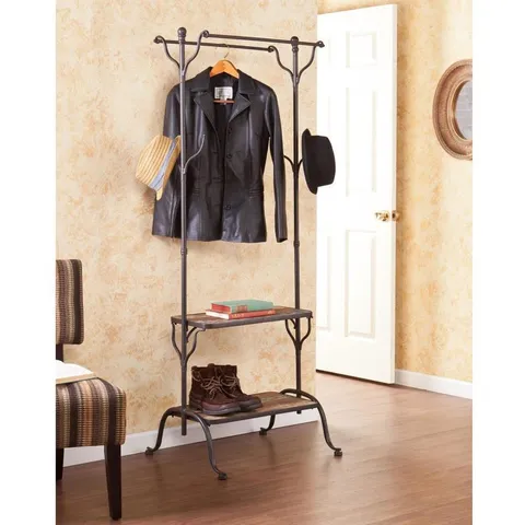 Calvert Aged Metal 4-Hook Coat Stand