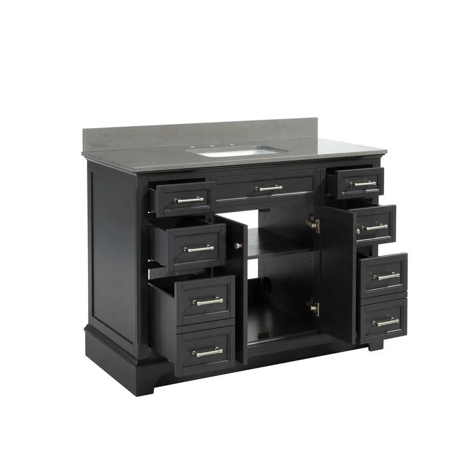 allen + roth Roveland 48-in Dark Gray Single Sink Bathroom Vanity with Dark Gray Engineered Stone Top, photo 10 of 11