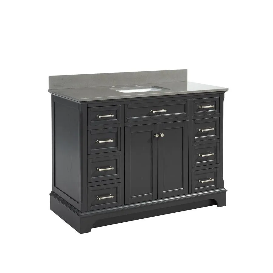 allen + roth Roveland 48-in Dark Gray Single Sink Bathroom Vanity with Dark Gray Engineered Stone Top, photo 2 of 11