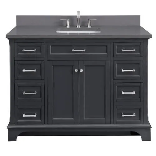 allen + roth Roveland 48-in Dark Gray Single Sink Bathroom Vanity with Dark Gray Engineered Stone Top, photo 11 of 11