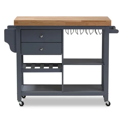 Gray Wood Base with Composite Wood Top Kitchen Island