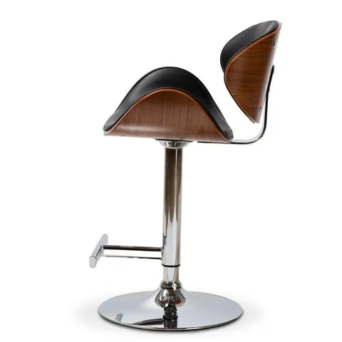 Ambrosio Black Upholstered Swivel Bar Stool