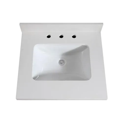 Avanity 25-in Everest White Quartz Bathroom Vanity Top with Rectangular Sink and 4-in Backsplash, photo 2 of 10