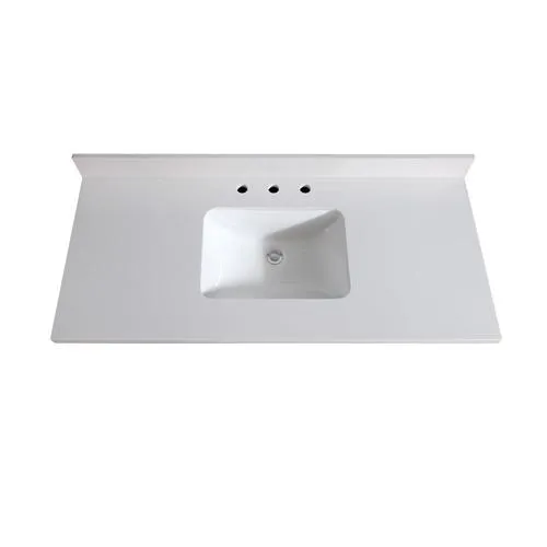 Avanity Everest White 49-in Quartz Bathroom Vanity Top with Rectangular Undermount Sink and 4-in Backsplash, photo 2 of 11